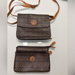 Giani Bernini Dark Brown Monogram Crossbody Bag Set